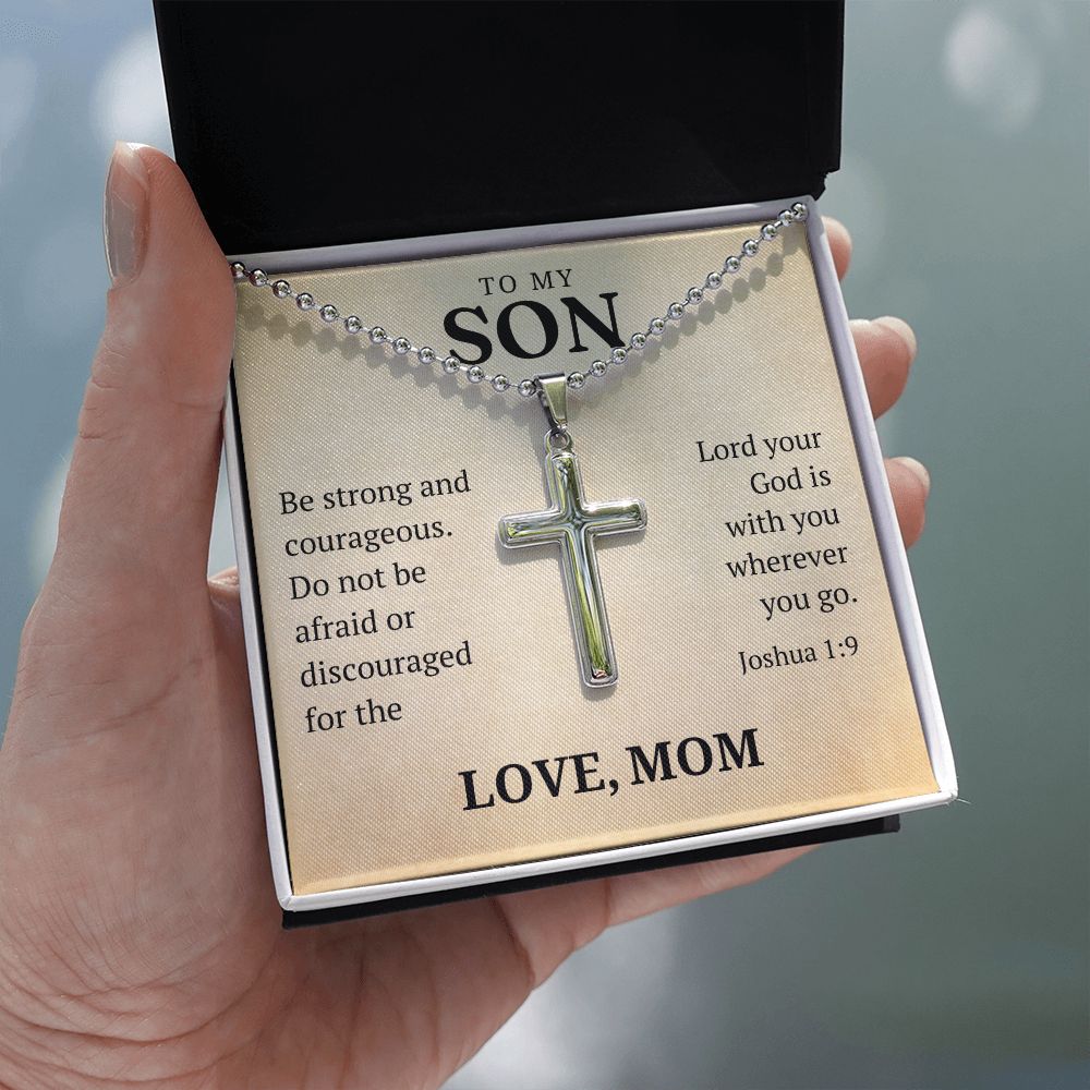 Christian Gift For Him | Be Strong Cross Necklace 0804CN