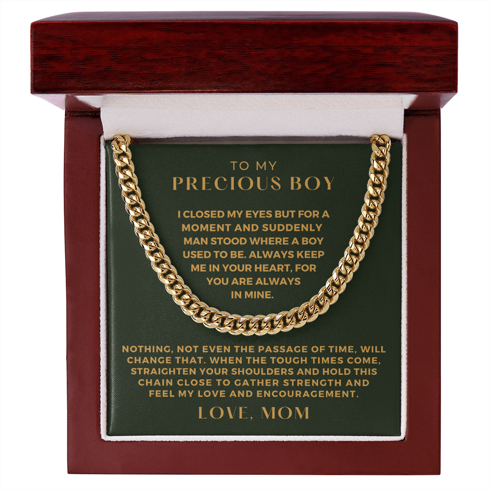 Gift for Adult Son From Mom | In Your Heart Cuban Link Chain 0596T14