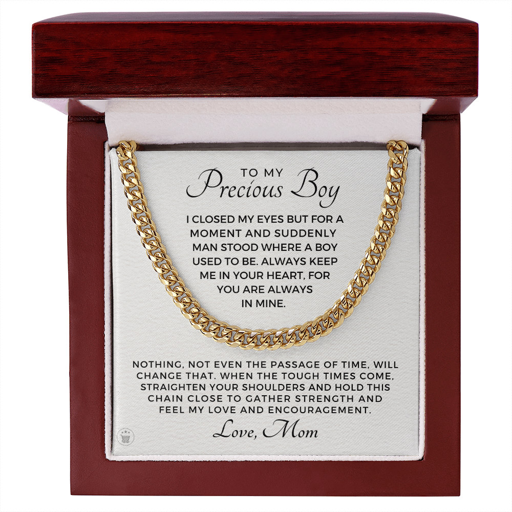 Gift for Adult Son From Mom | In Your Heart Cuban Link Chain 0596T1