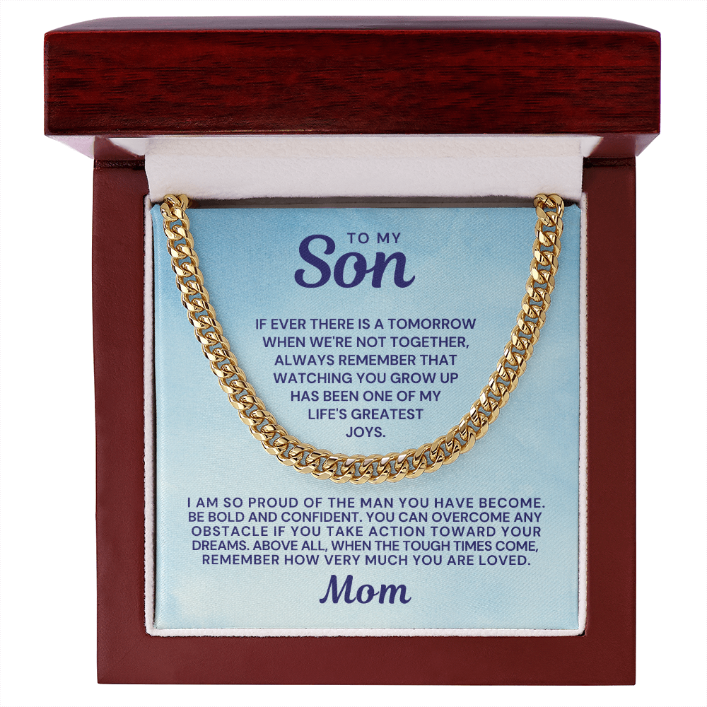 Gift for Adult Son From Mom | So Proud Cuban Link Chain 0594T10