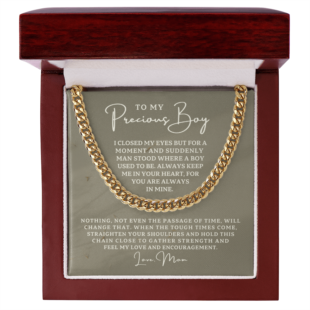 Gift for Adult Son From Mom | In Your Heart Cuban Link Chain 0596T11
