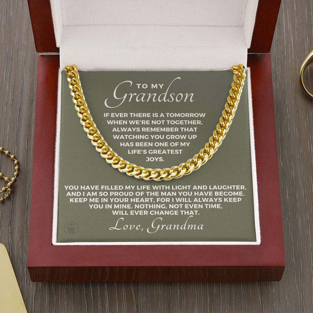 Grandson Gift from Grandma | In Your Heart Cuban Link Chain 0618T8