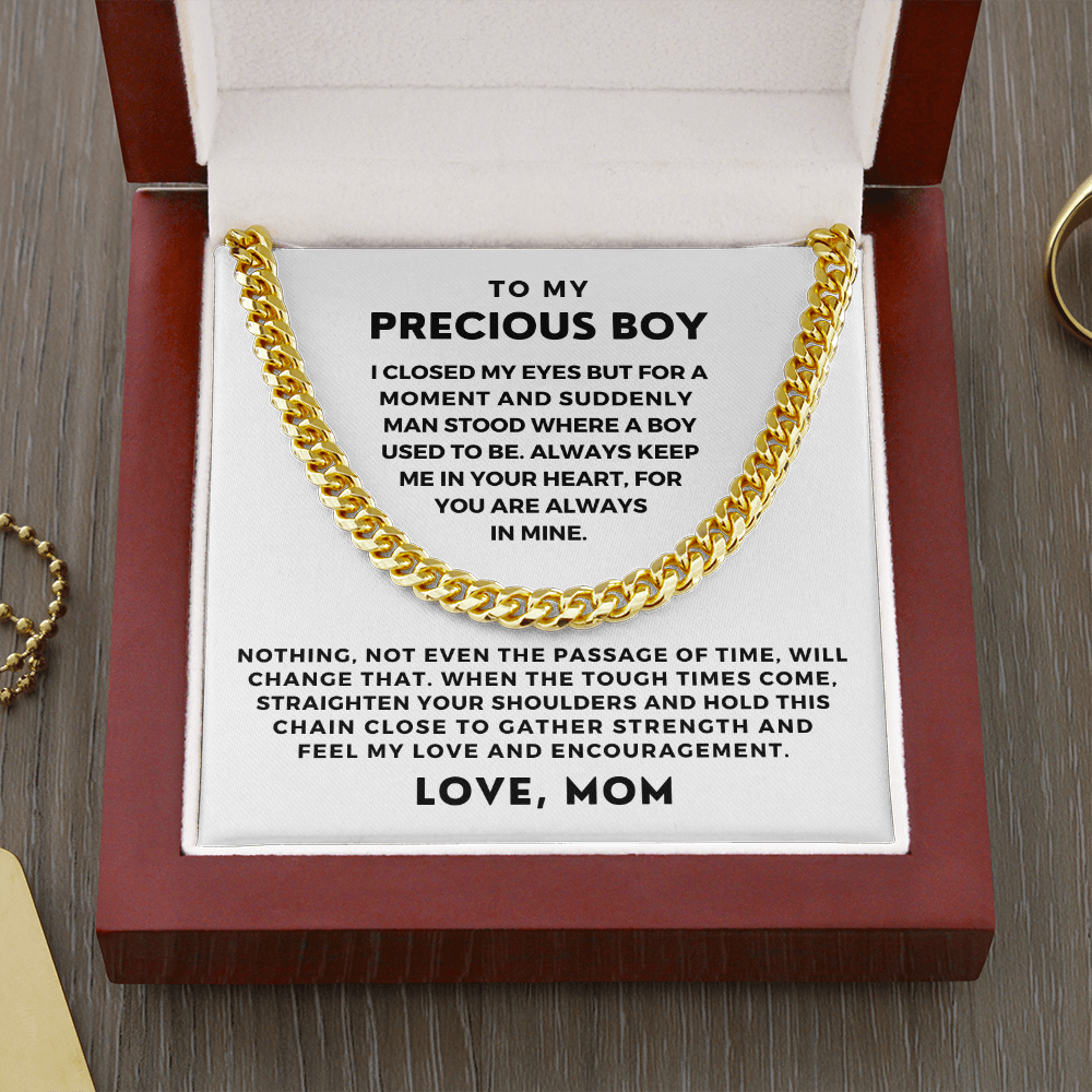 Gift for Adult Son From Mom | In Your Heart Cuban Link Chain 0596T2