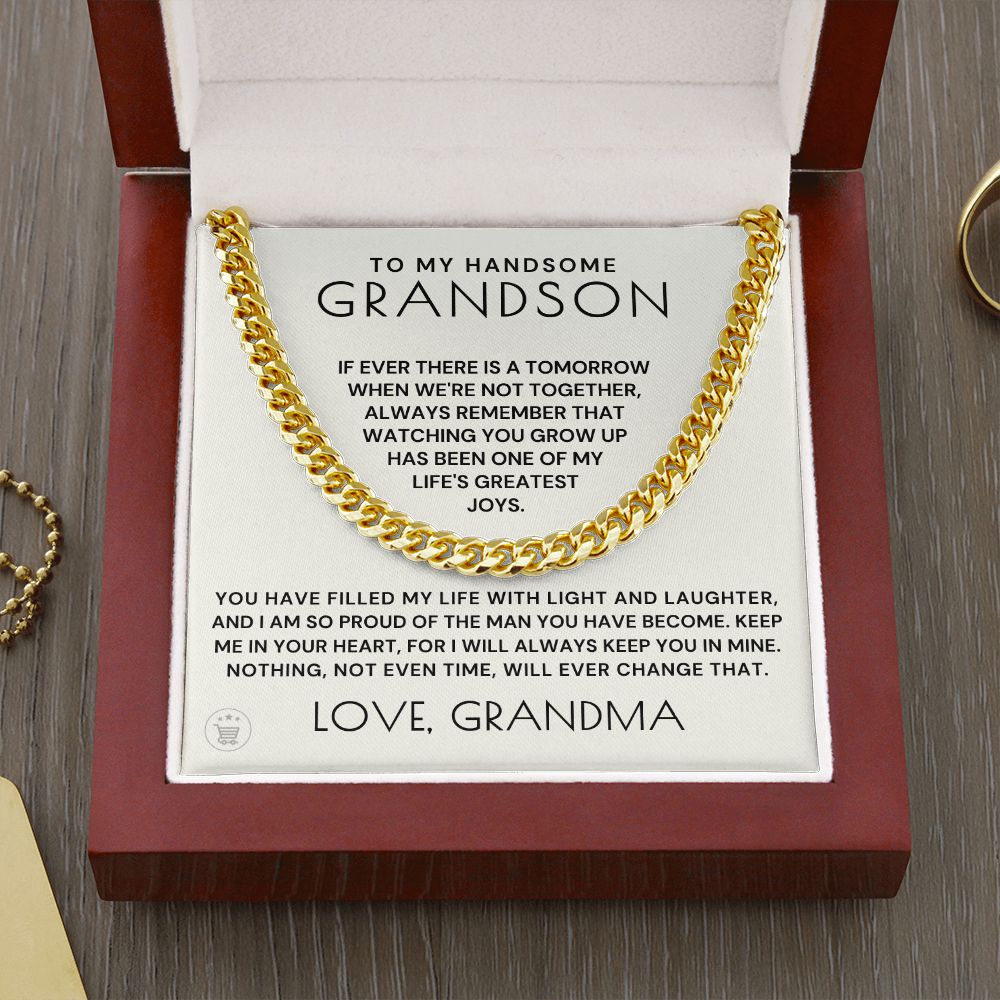Grandson Gift from Grandma | In Your Heart Cuban Link Chain 0618T3