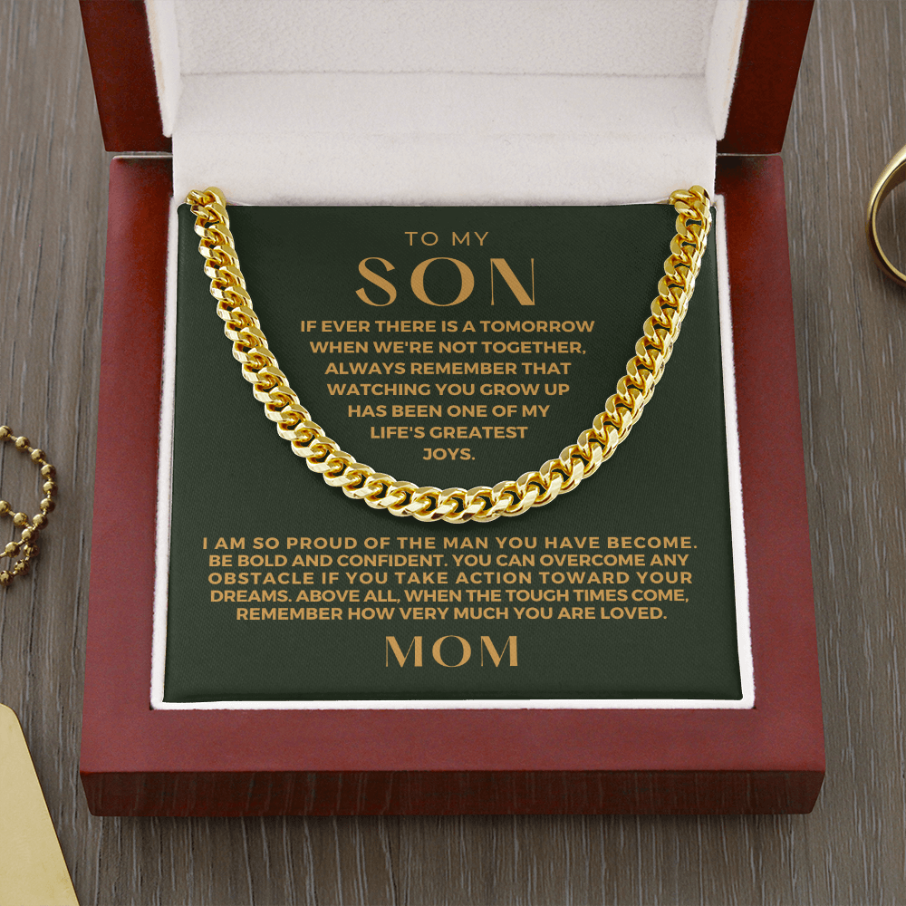 Gift for Adult Son From Mom | So Proud Cuban Link Chain 0594T14