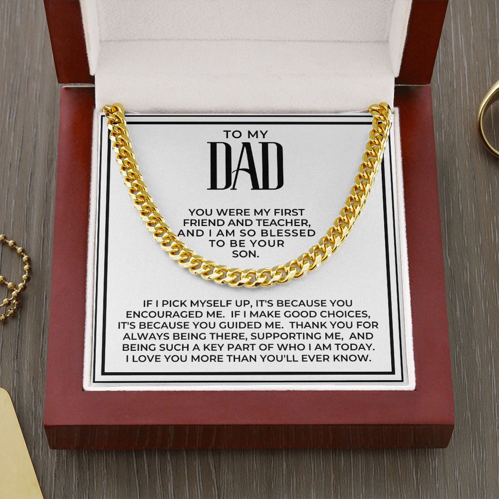 Gift For Dad From Son | Because Of You Cuban Link Chain 0330T7