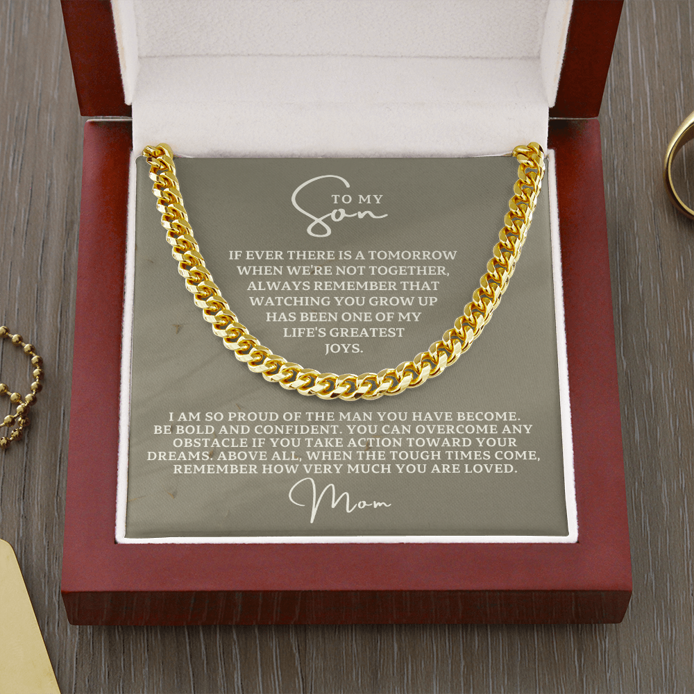 Gift for Adult Son From Mom | So Proud Cuban Link Chain 0594T11