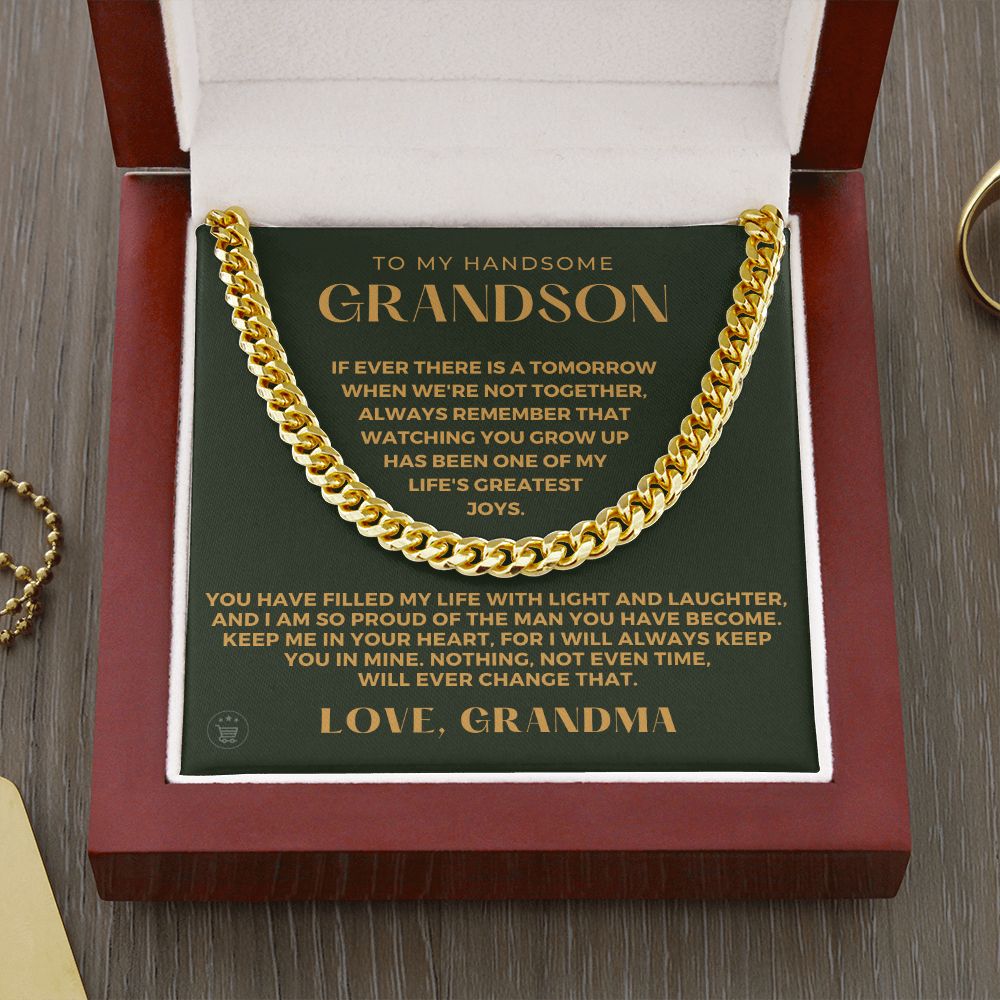 Grandson Gift from Grandma | In Your Heart Cuban Link Chain 0618T13