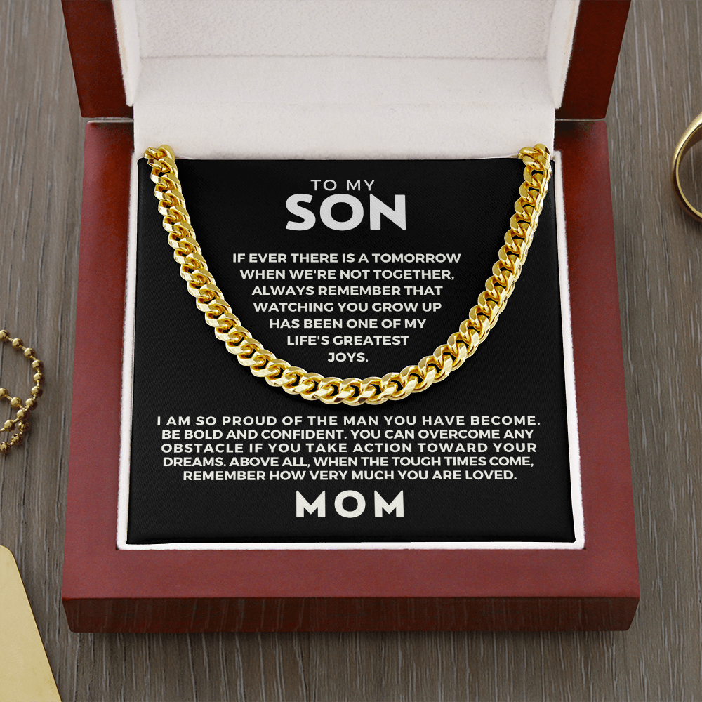 Gift for Adult Son From Mom | So Proud Cuban Link Chain 0594T5