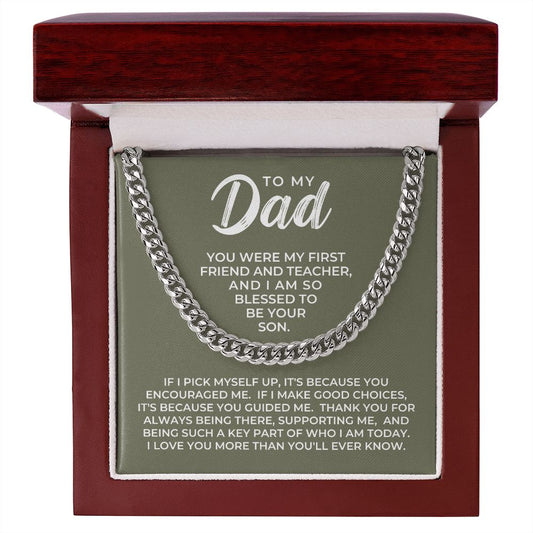 Gift For Dad From Son | Because Of You Cuban Link Chain 0330T5