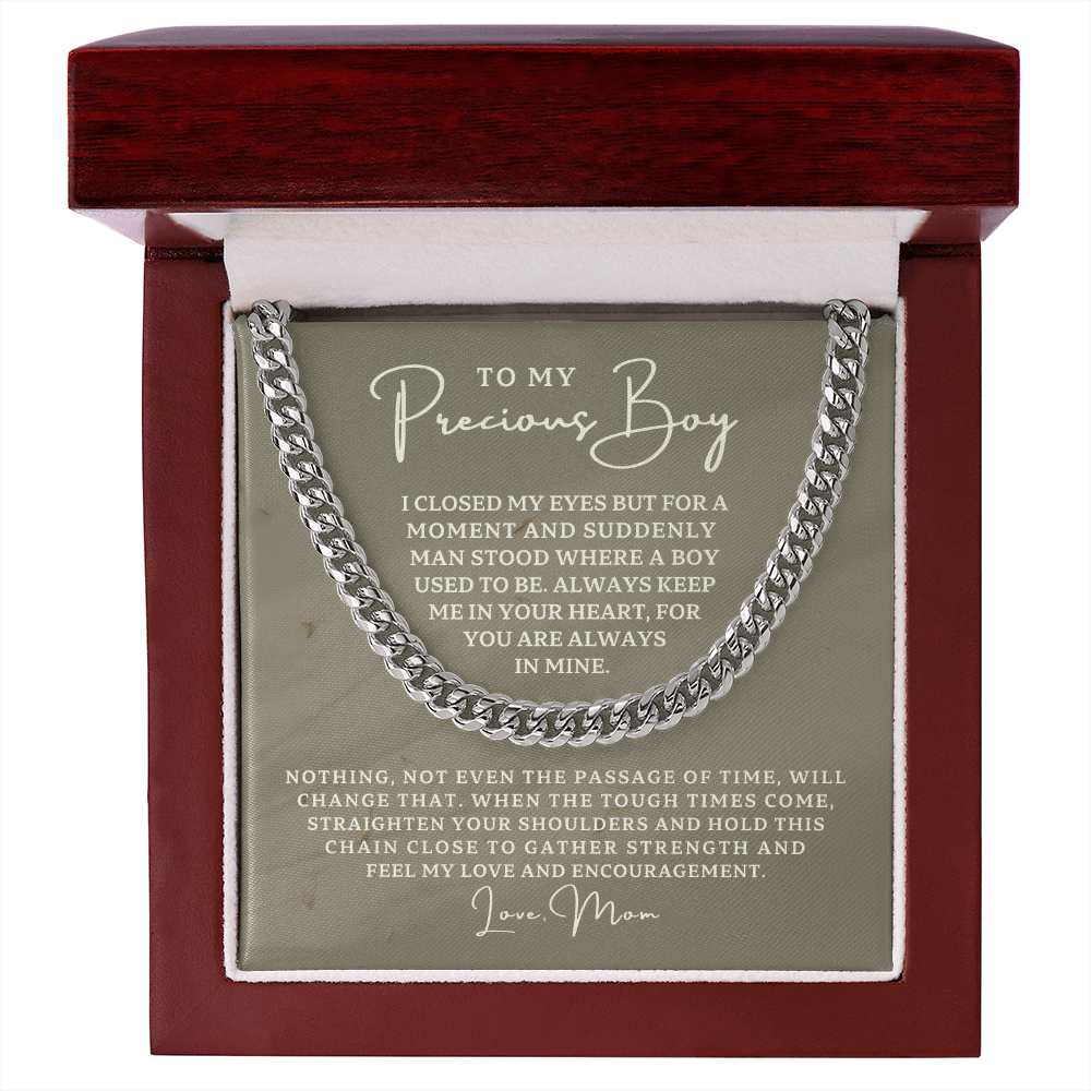 Gift for Adult Son From Mom | In Your Heart Cuban Link Chain 0596T11