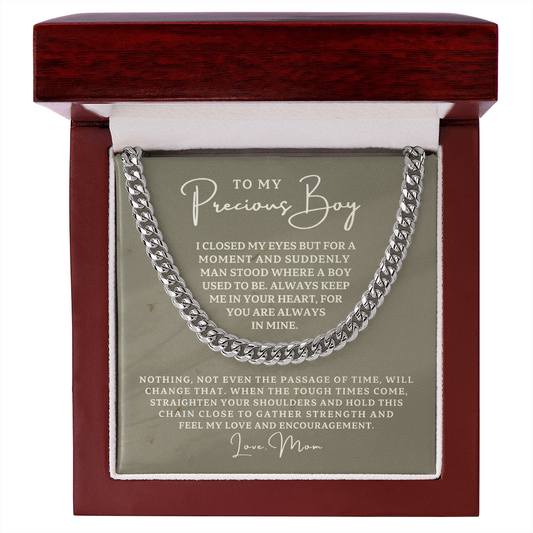 Gift for Adult Son From Mom | In Your Heart Cuban Link Chain 0596T11