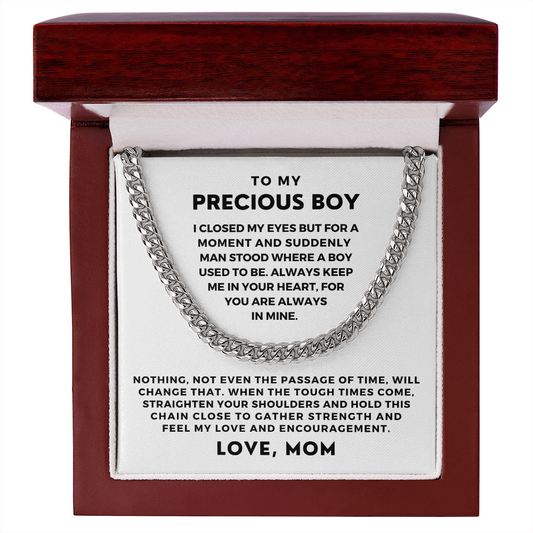 Gift for Adult Son From Mom | In Your Heart Cuban Link Chain 0596T2