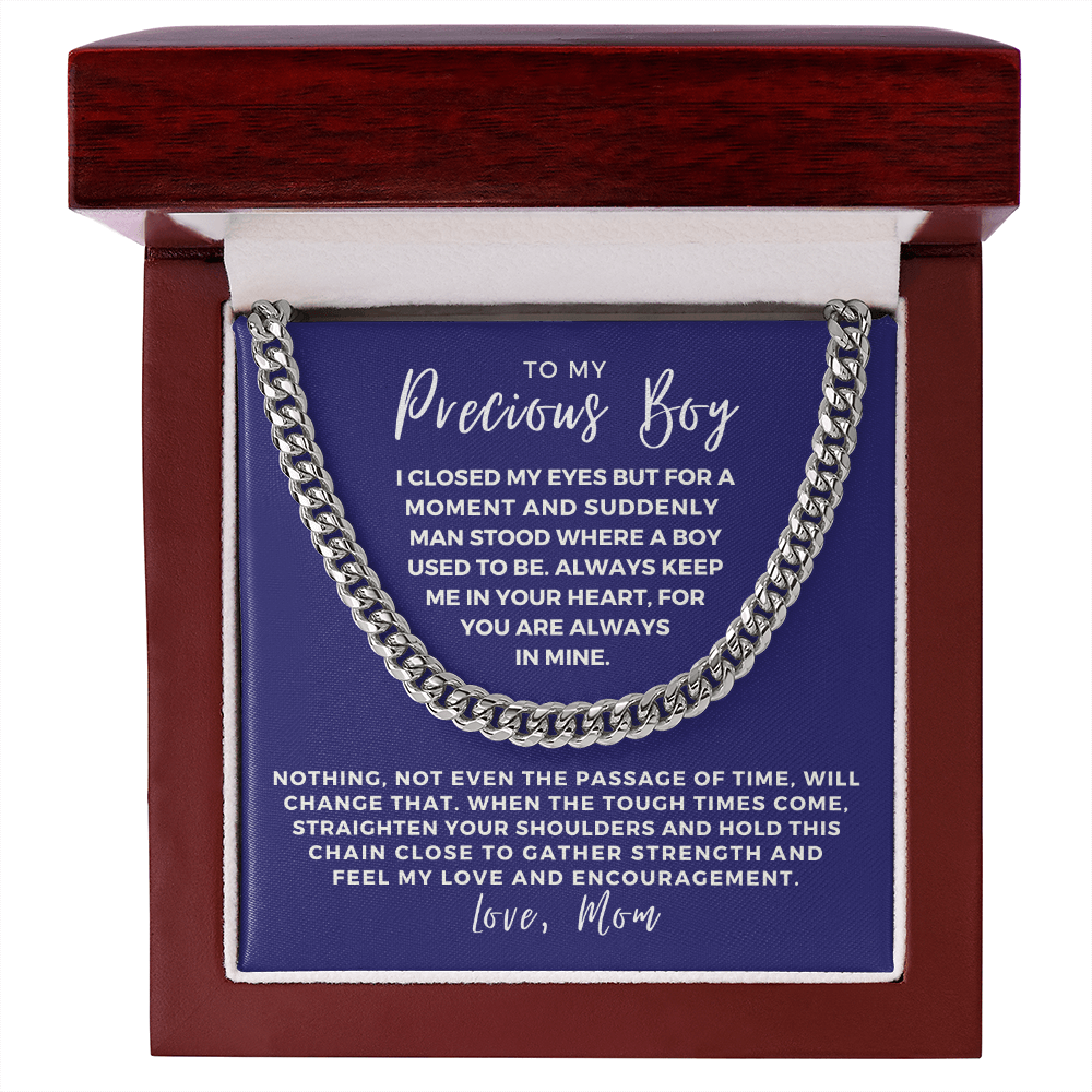 Gift for Adult Son From Mom | In Your Heart Cuban Link Chain 0596T6