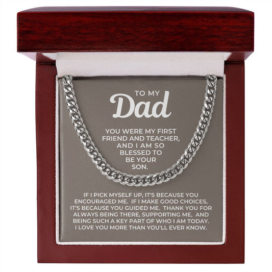 Gift For Dad From Son | Because Of You Cuban Link Chain 0330T6