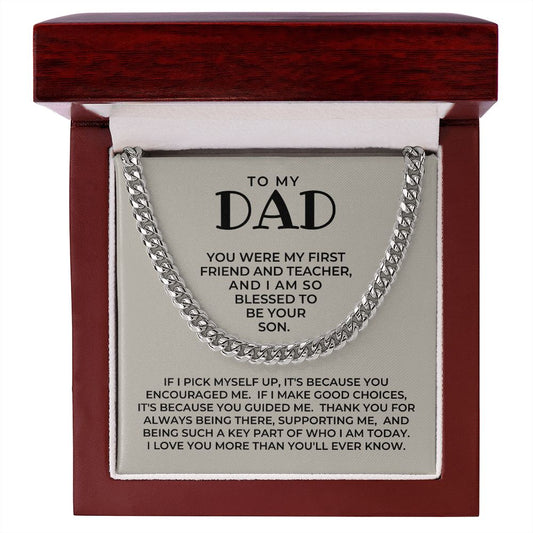 Gift For Dad From Son | Because Of You Cuban Link Chain 0330T4