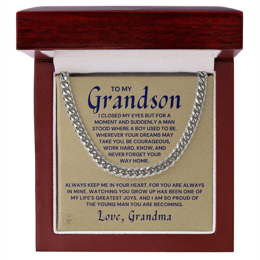 Grandson Gift from Grandma | Your Way Home Cuban Link Chain 0613T9