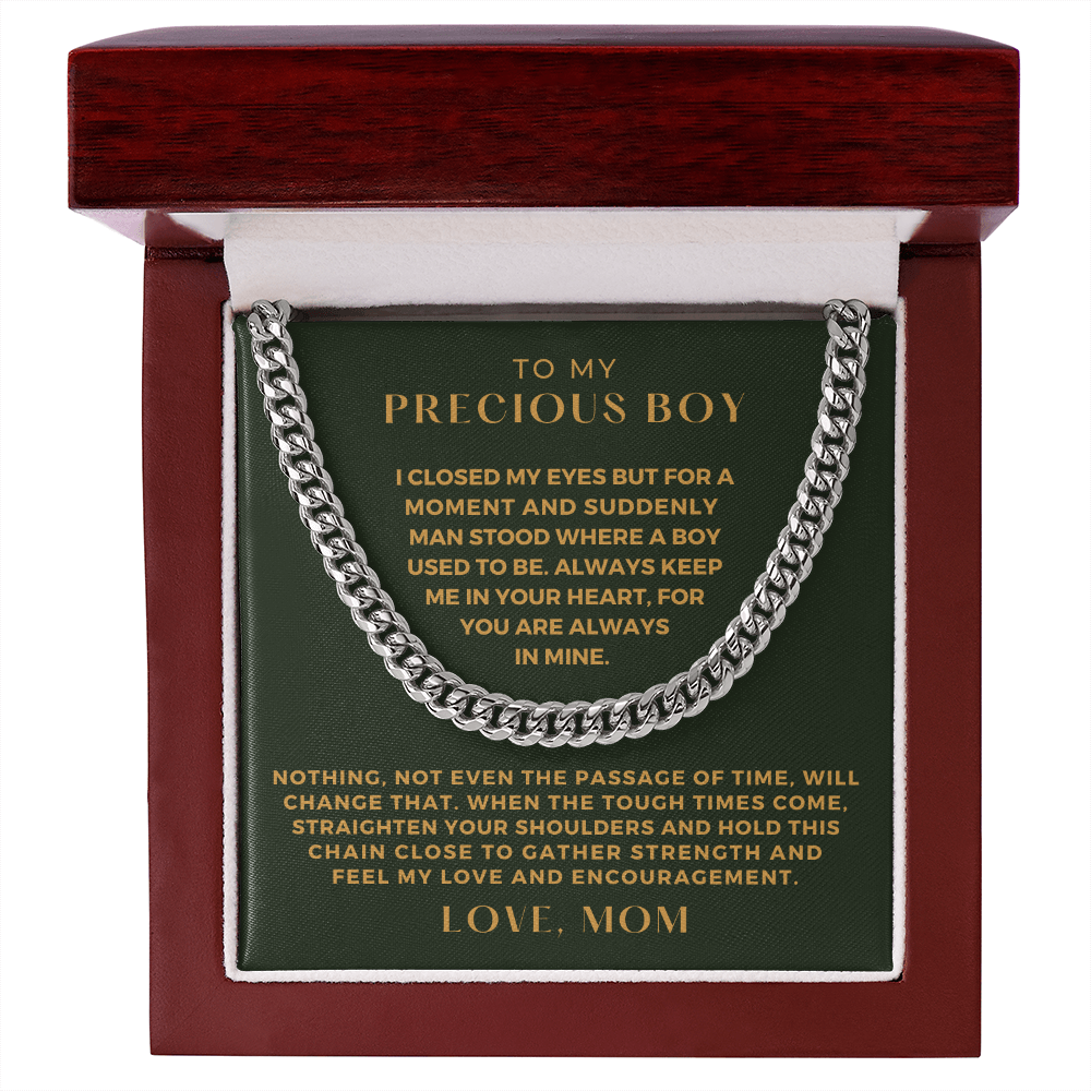 Gift for Adult Son From Mom | In Your Heart Cuban Link Chain 0596T14