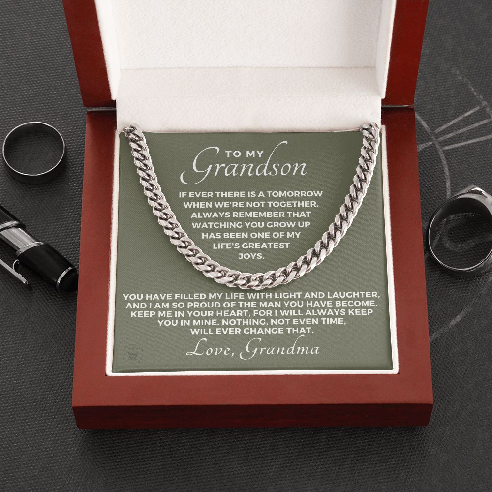 Grandson Gift from Grandma | In Your Heart Cuban Link Chain 0618T8