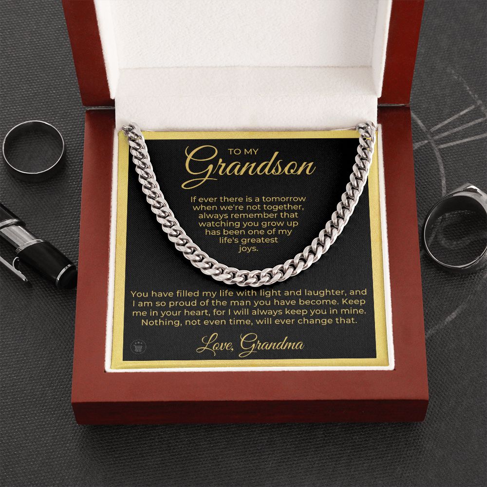 Grandson Gift from Grandma | In Your Heart Cuban Link Chain 0618T11