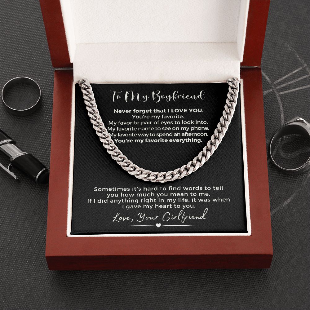 Gift For Boyfriend | My Heart Cuban Link Necklace 0775T1C