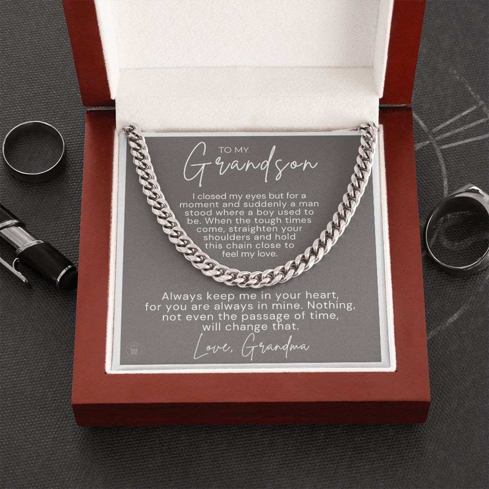 Grandson Gift from Grandma | In Your Heart Cuban Link Chain 0612T12