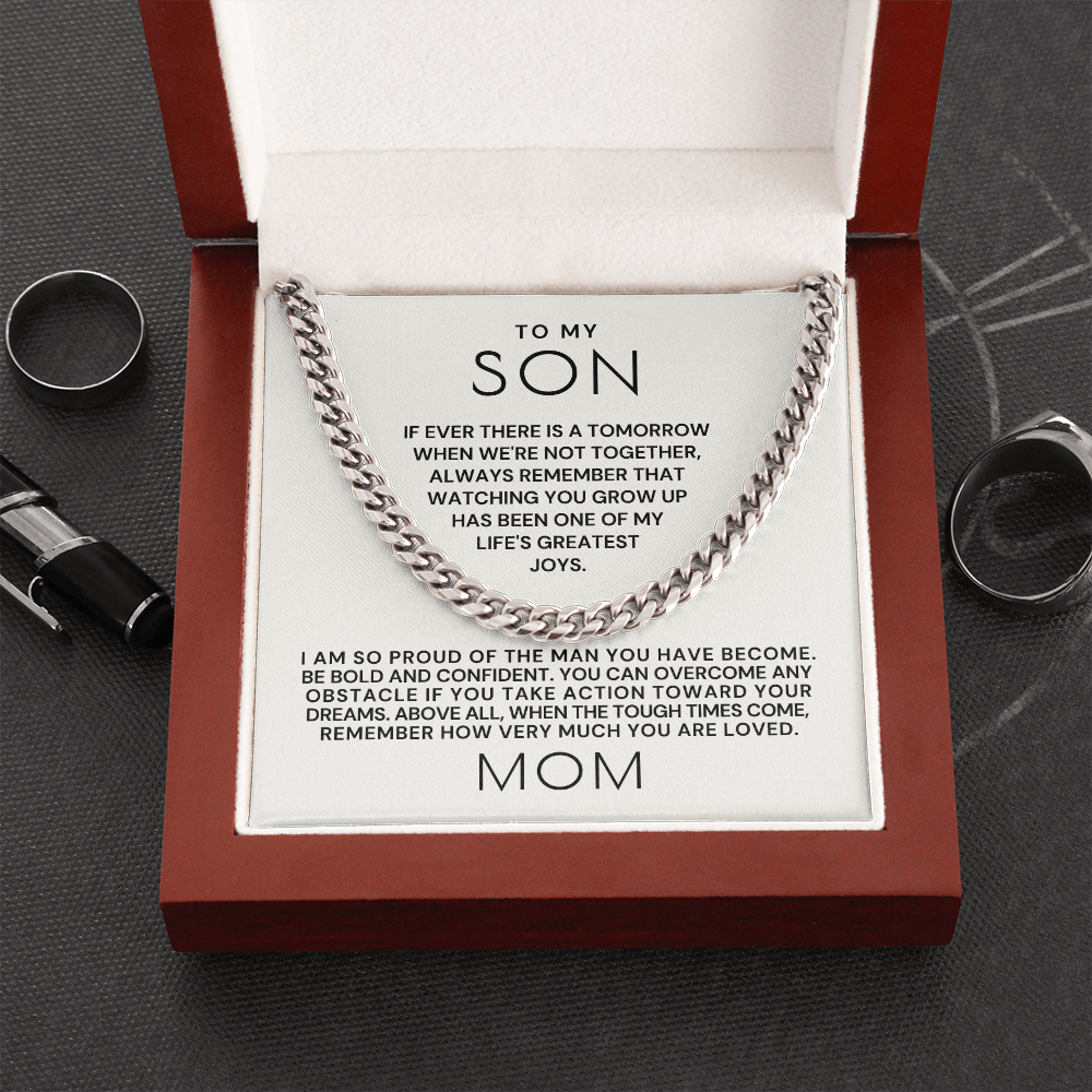 Gift for Adult Son From Mom | So Proud Cuban Link Chain 0594T16