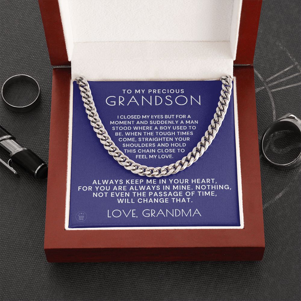 Grandson Gift from Grandma | In Your Heart Cuban Link Chain 0612T14