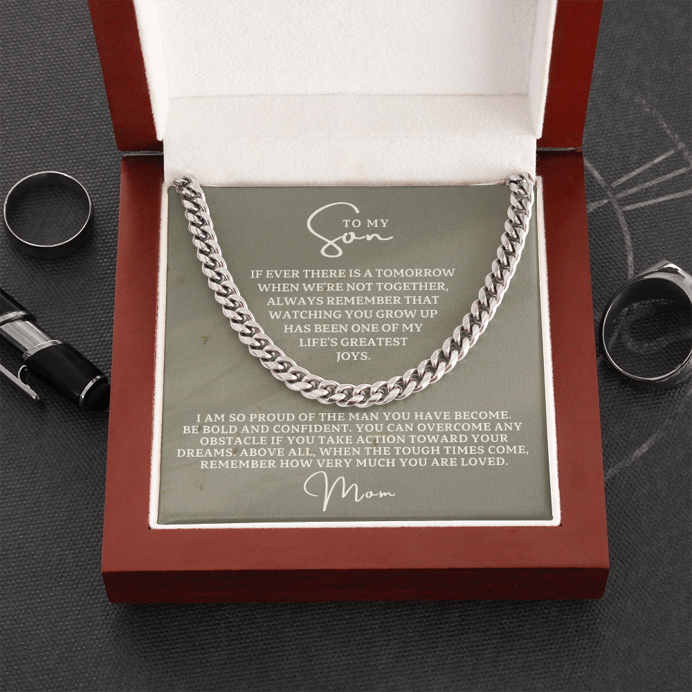 Gift for Adult Son From Mom | So Proud Cuban Link Chain 0594T11