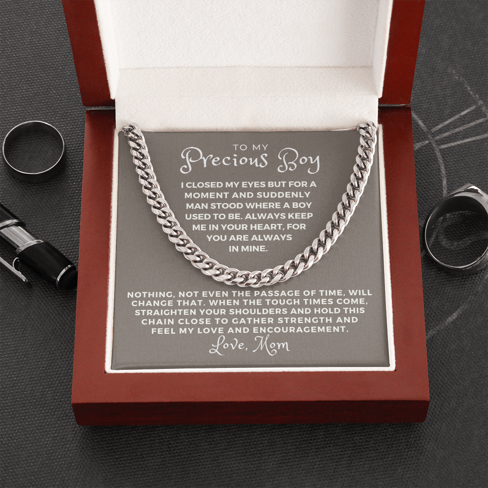 Gift for Adult Son From Mom | In Your Heart Cuban Link Chain 0596T7
