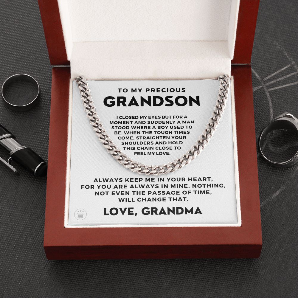Grandson Gift from Grandma | In Your Heart Cuban Link Chain 0612T2