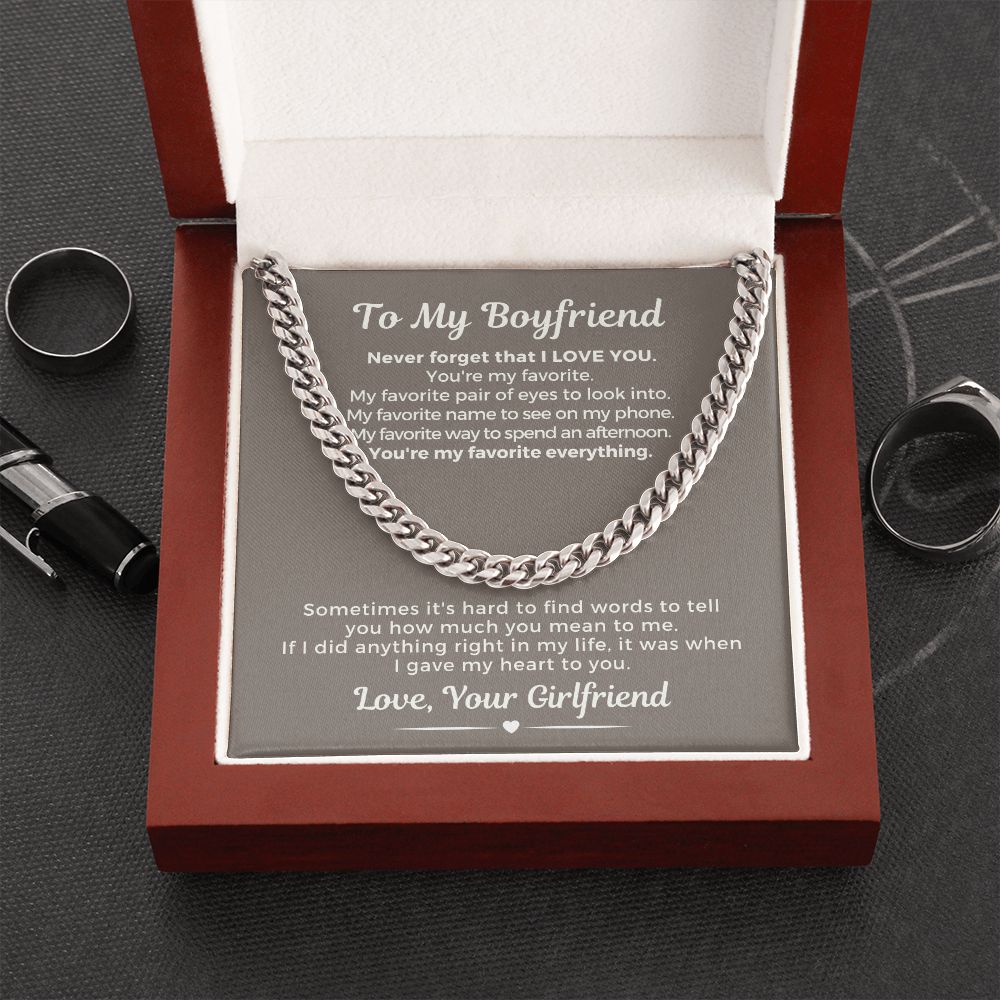 Gift For Boyfriend | My Heart Cuban Link Necklace 0775T2C