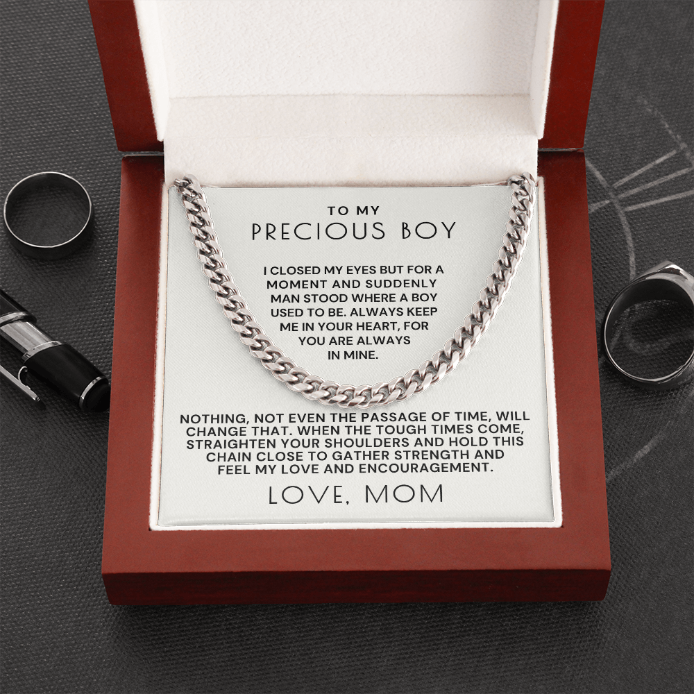Gift for Adult Son From Mom | In Your Heart Cuban Link Chain 0596T16