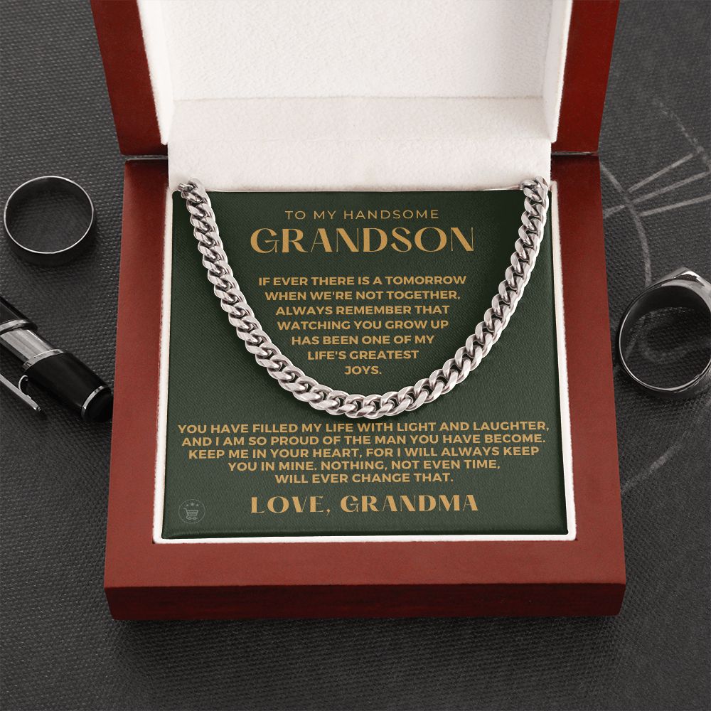 Grandson Gift from Grandma | In Your Heart Cuban Link Chain 0618T13