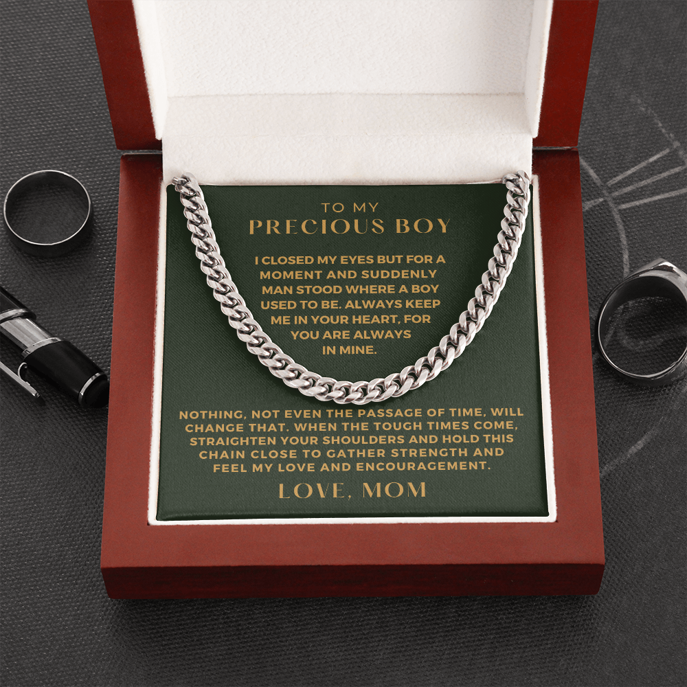 Gift for Adult Son From Mom | In Your Heart Cuban Link Chain 0596T14