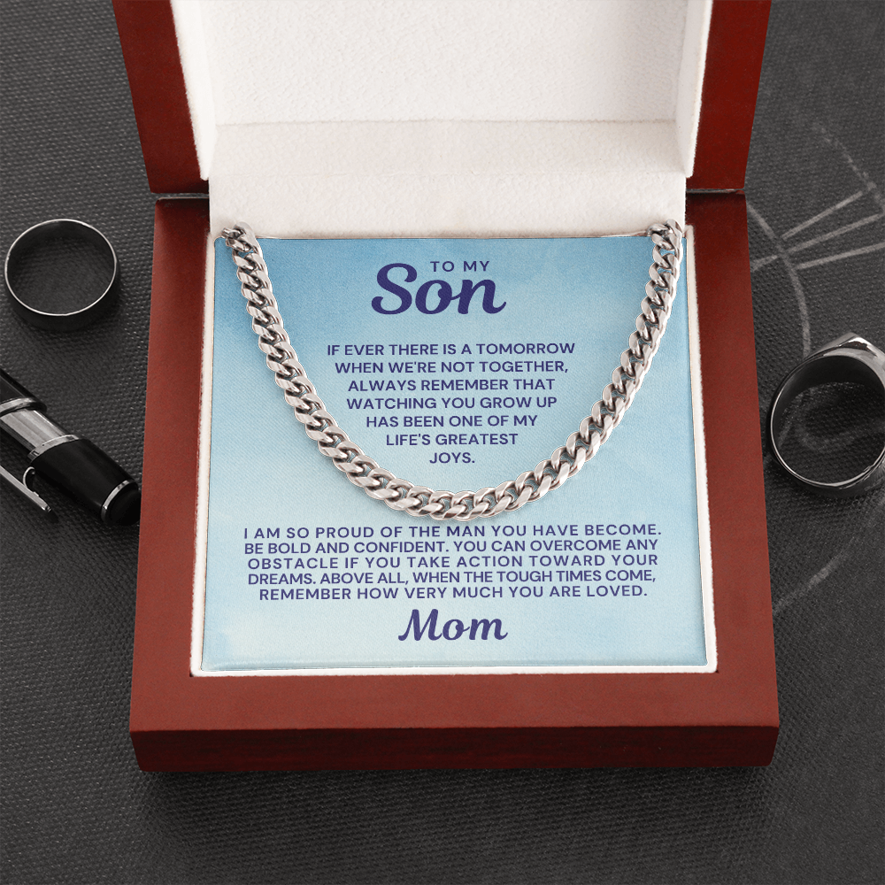 Gift for Adult Son From Mom | So Proud Cuban Link Chain 0594T10