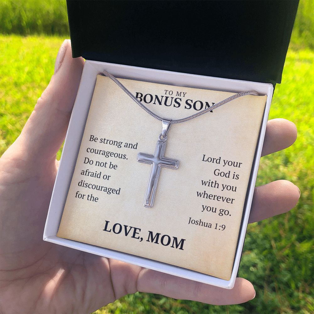 Christian Gift For Him - Bonus Son | Be Strong Cross Necklace 0826T3SSCN