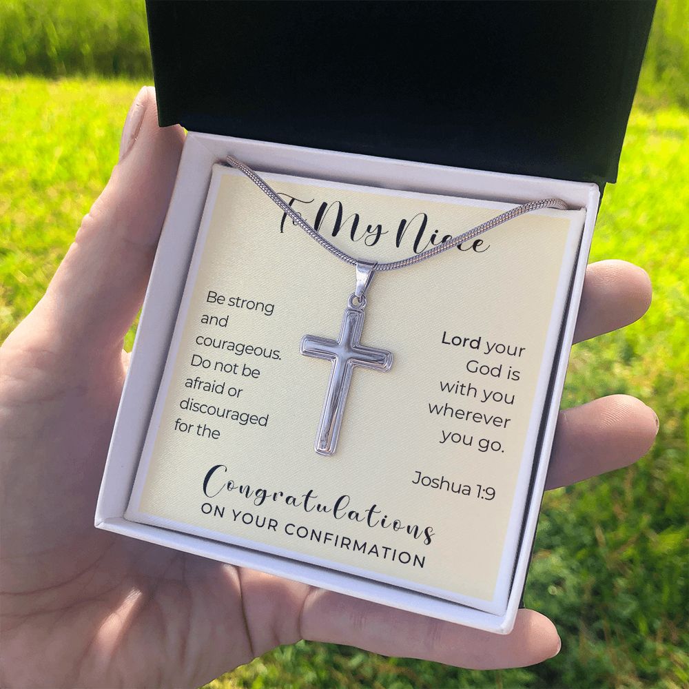 Confirmation Gift For Girl | Be Strong Cross Necklace 0824SSCN