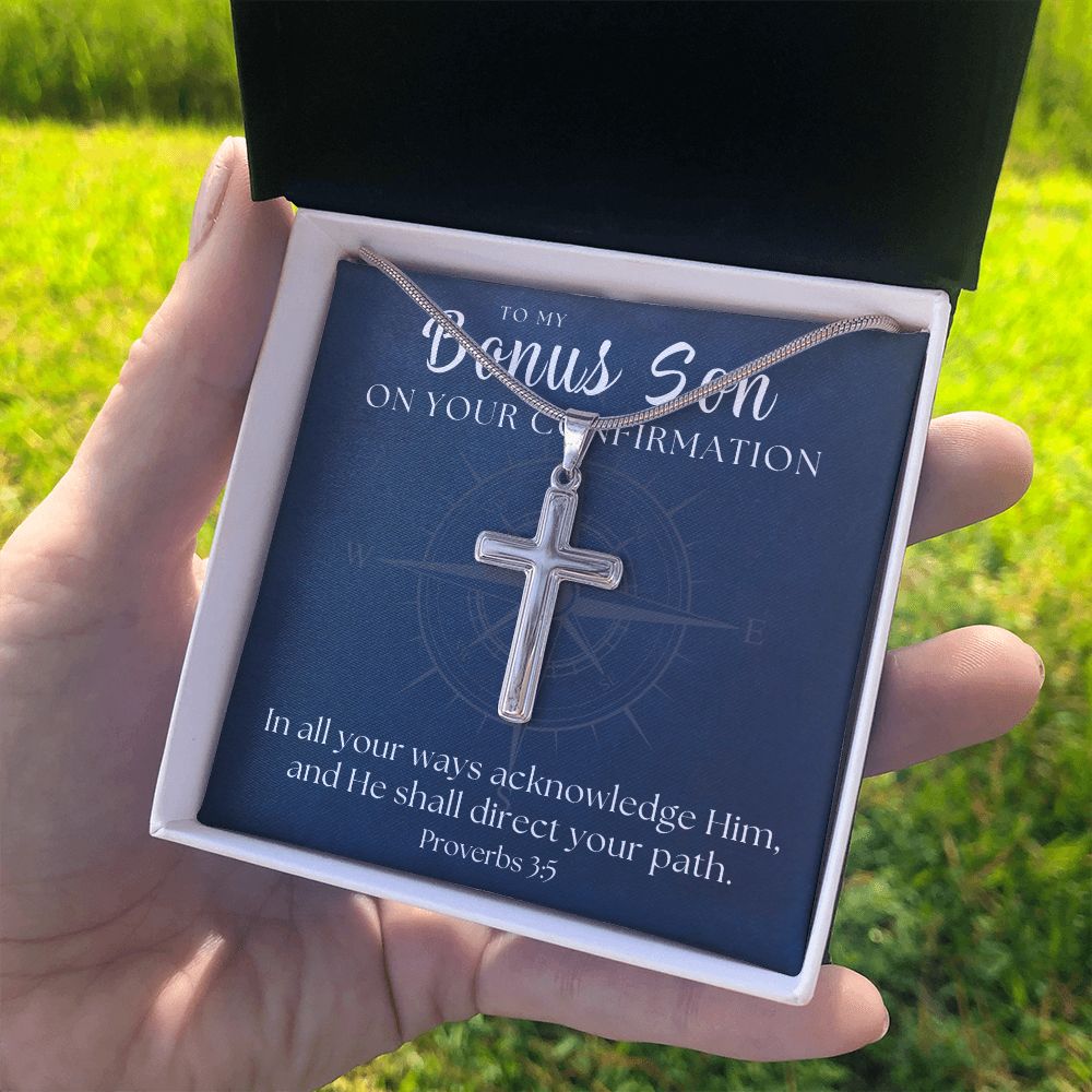Confirmation Gift For Boy | Your Path Cross Necklace 0802SSCN