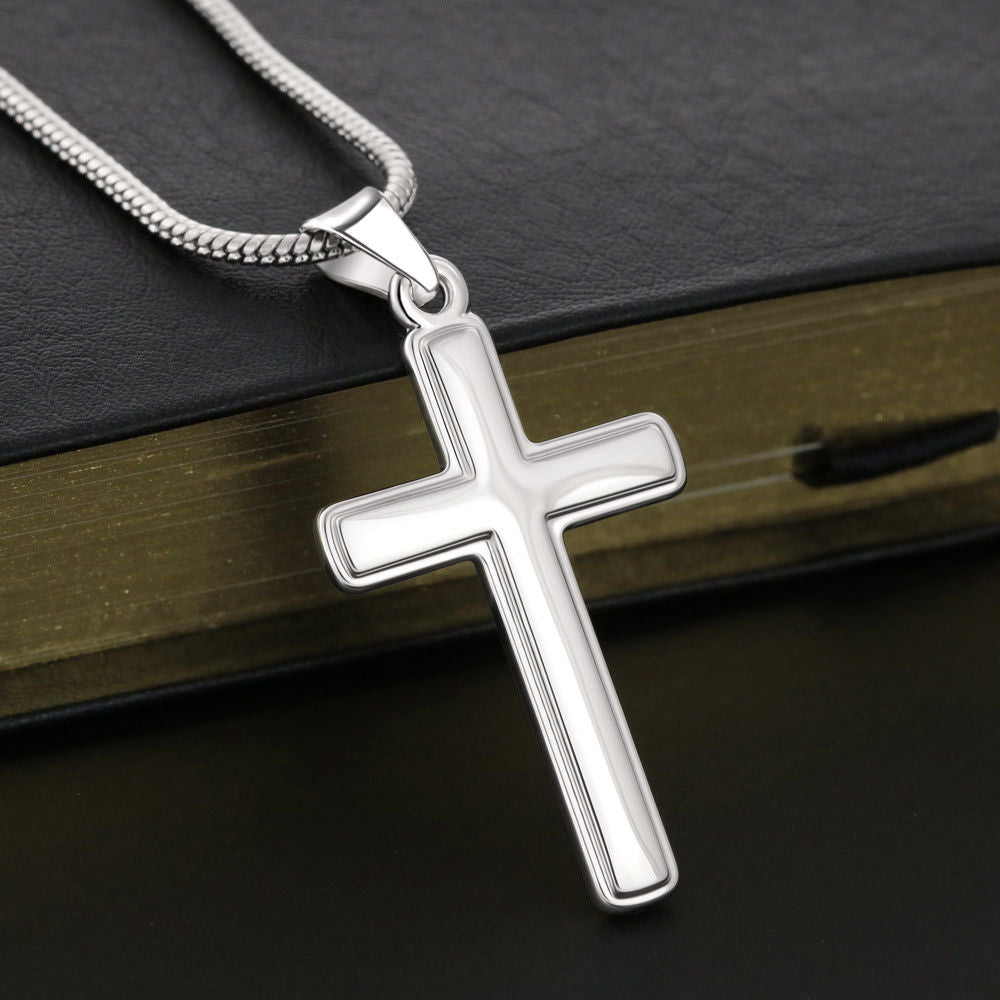 Confirmation Gift For Boy - Nephew | Be Strong Cross Necklace 0806T1SSCN
