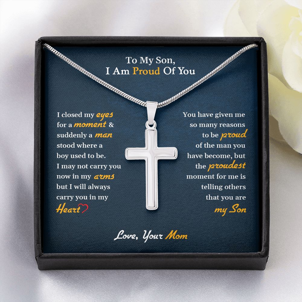 My Son | I am proud of you - Stainless Steel Cross Necklace