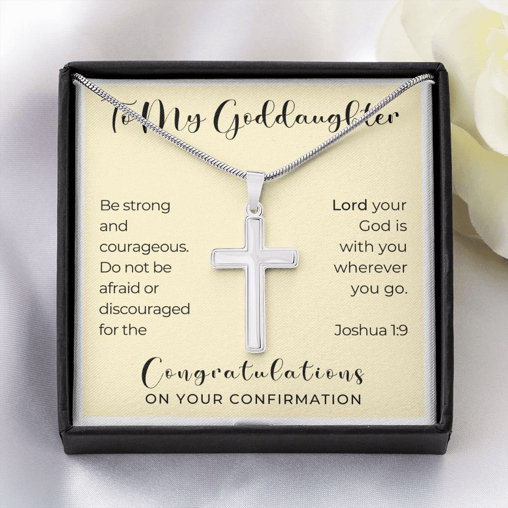 Confirmation Gift For Girl | Be Strong Cross Necklace 0822SSCN