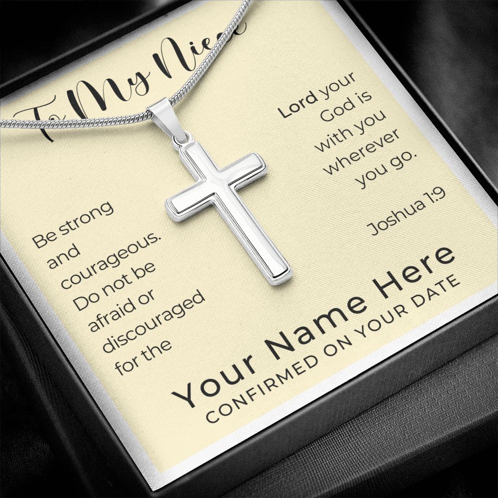 Personalized Confirmation Gift for Girl - Niece | Cross Stainless Steel Necklace 0824t2SSCN