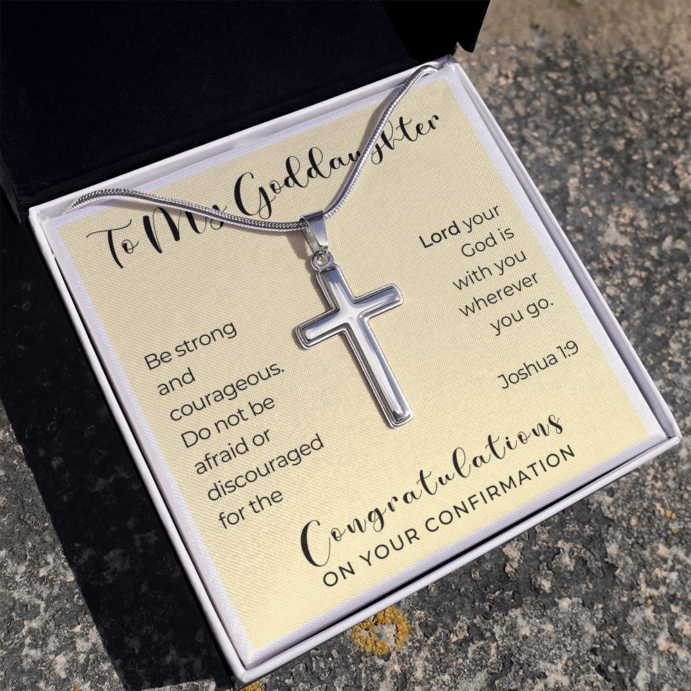 Confirmation Gift For Girl | Be Strong Cross Necklace 0822SSCN