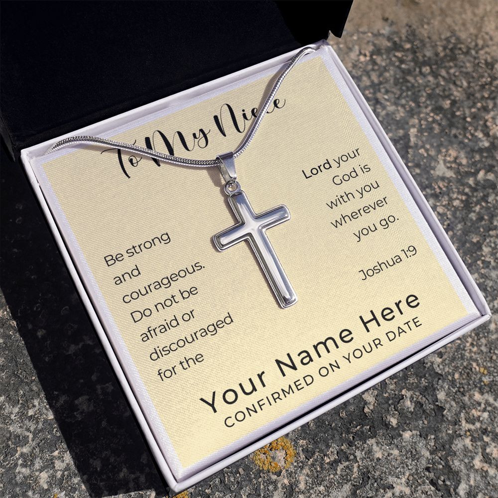 Personalized Confirmation Gift for Girl - Niece | Cross Stainless Steel Necklace 0824t2SSCN