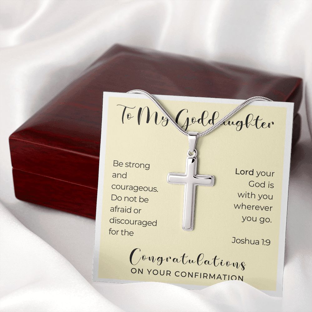 Confirmation Gift For Girl | Be Strong Cross Necklace 0822SSCN