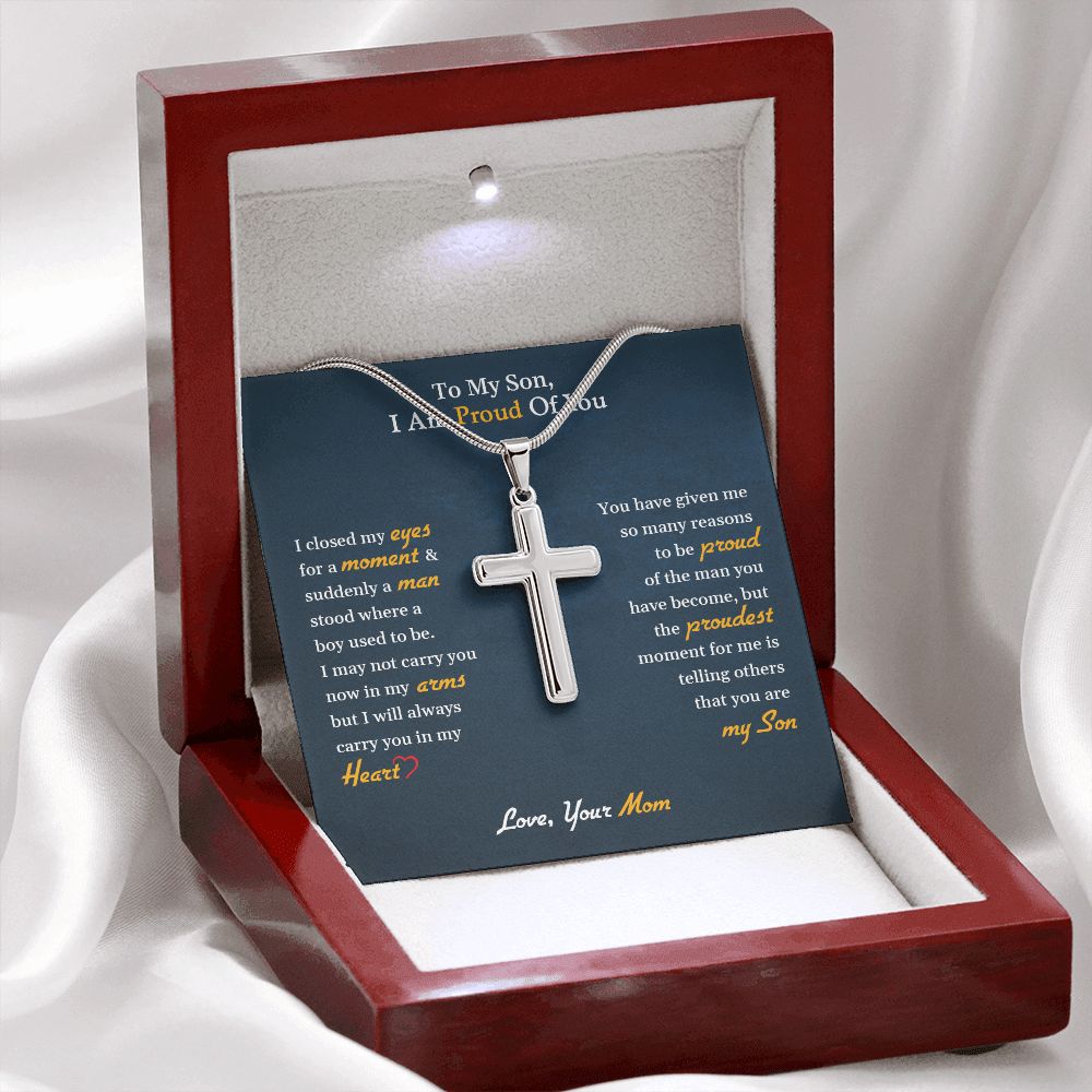 My Son | I am proud of you - Stainless Steel Cross Necklace