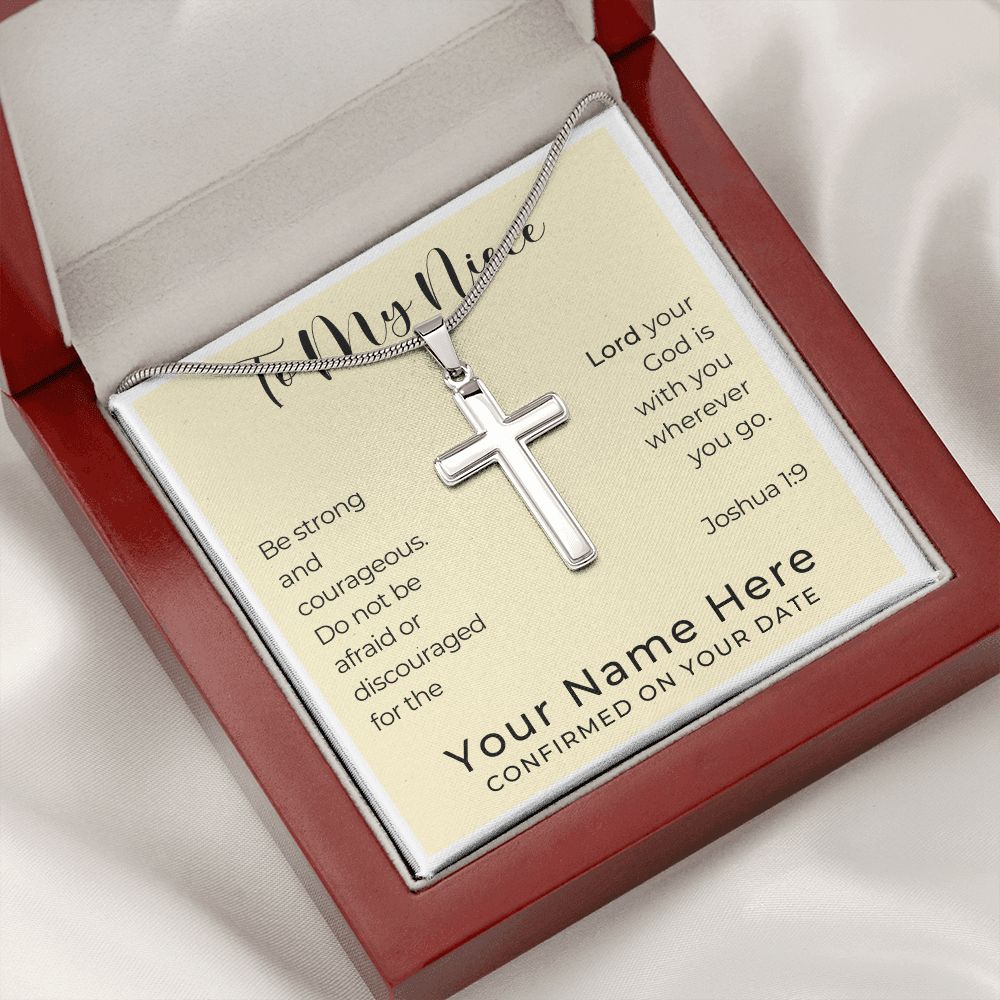 Personalized Confirmation Gift for Girl - Niece | Cross Stainless Steel Necklace 0824t2SSCN