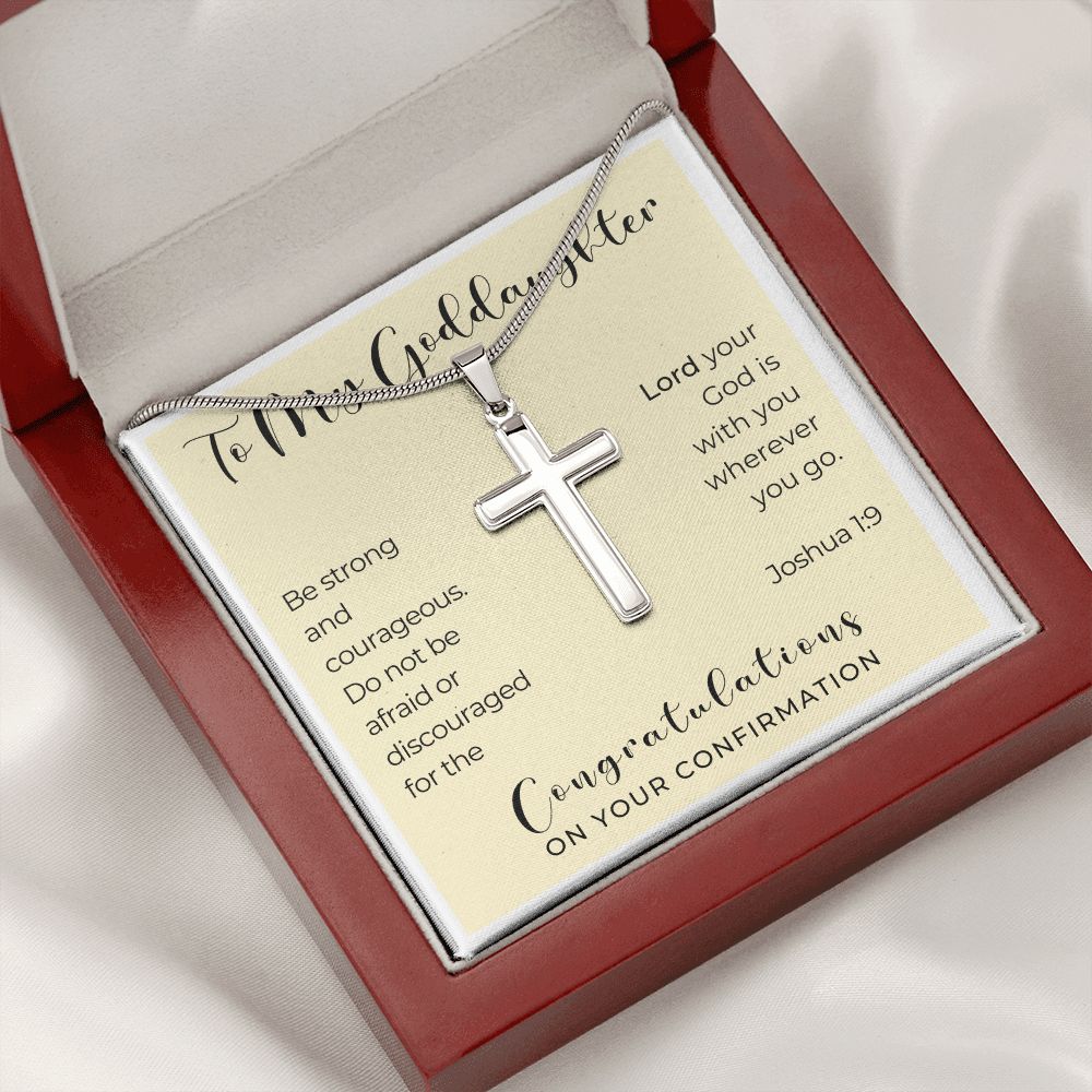 Confirmation Gift For Girl | Be Strong Cross Necklace 0822SSCN