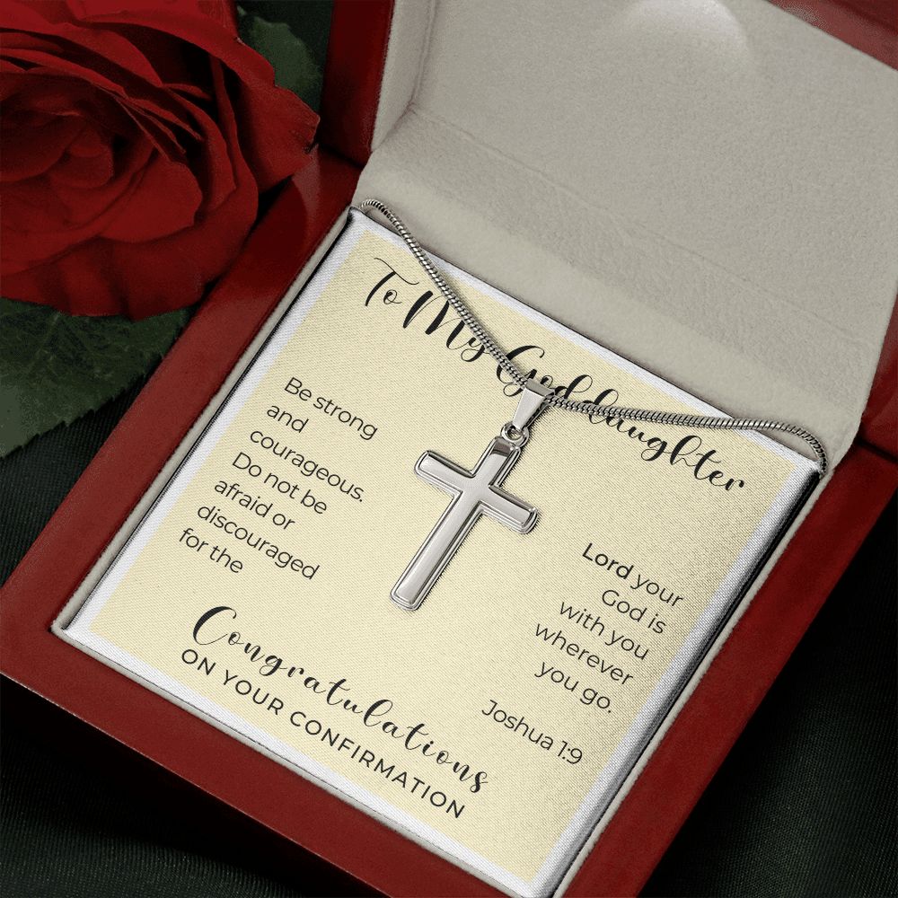 Confirmation Gift For Girl | Be Strong Cross Necklace 0822SSCN